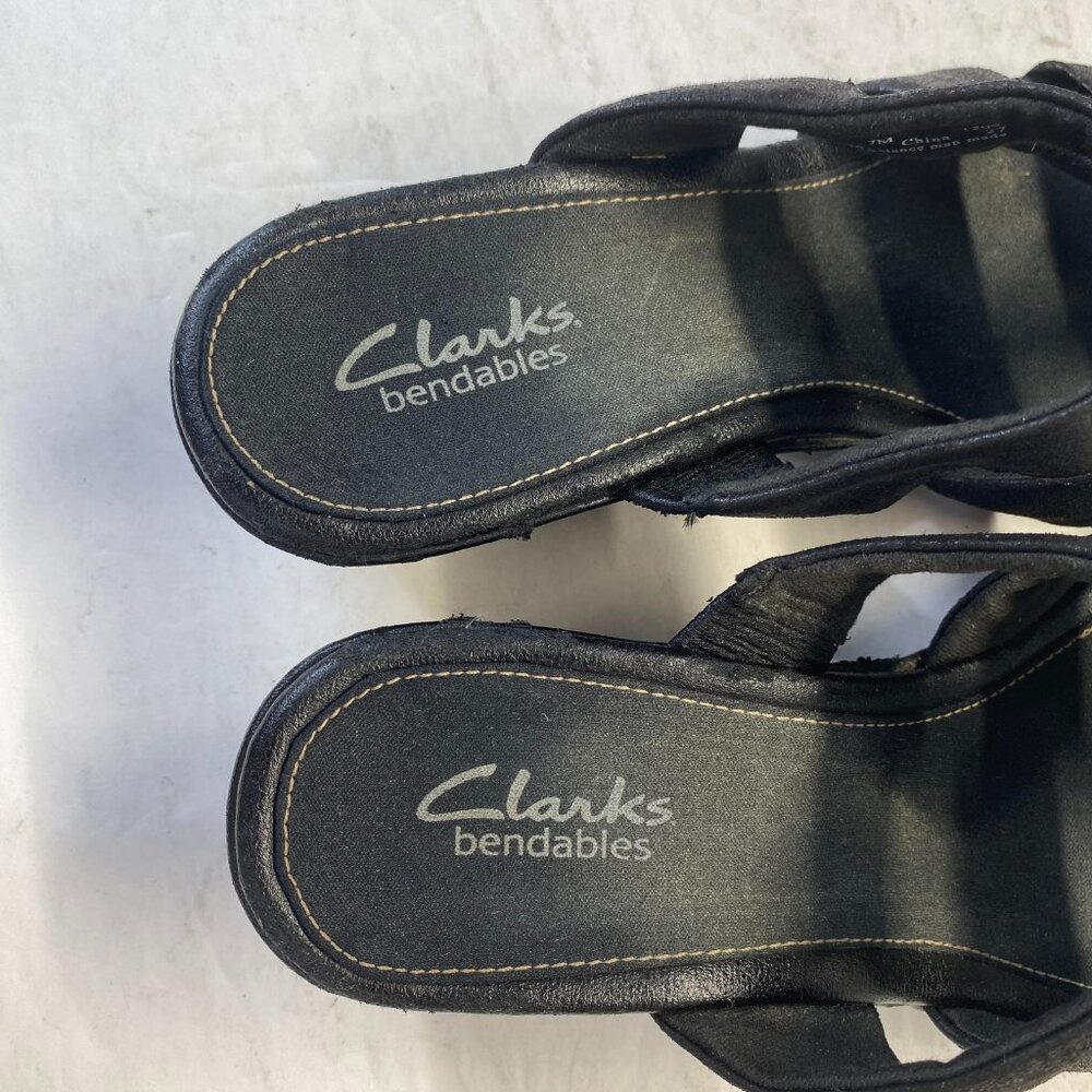 Clarks Women's Black Leather Sandals Size 7M,Comfort,Casual - Picture 7 of 16